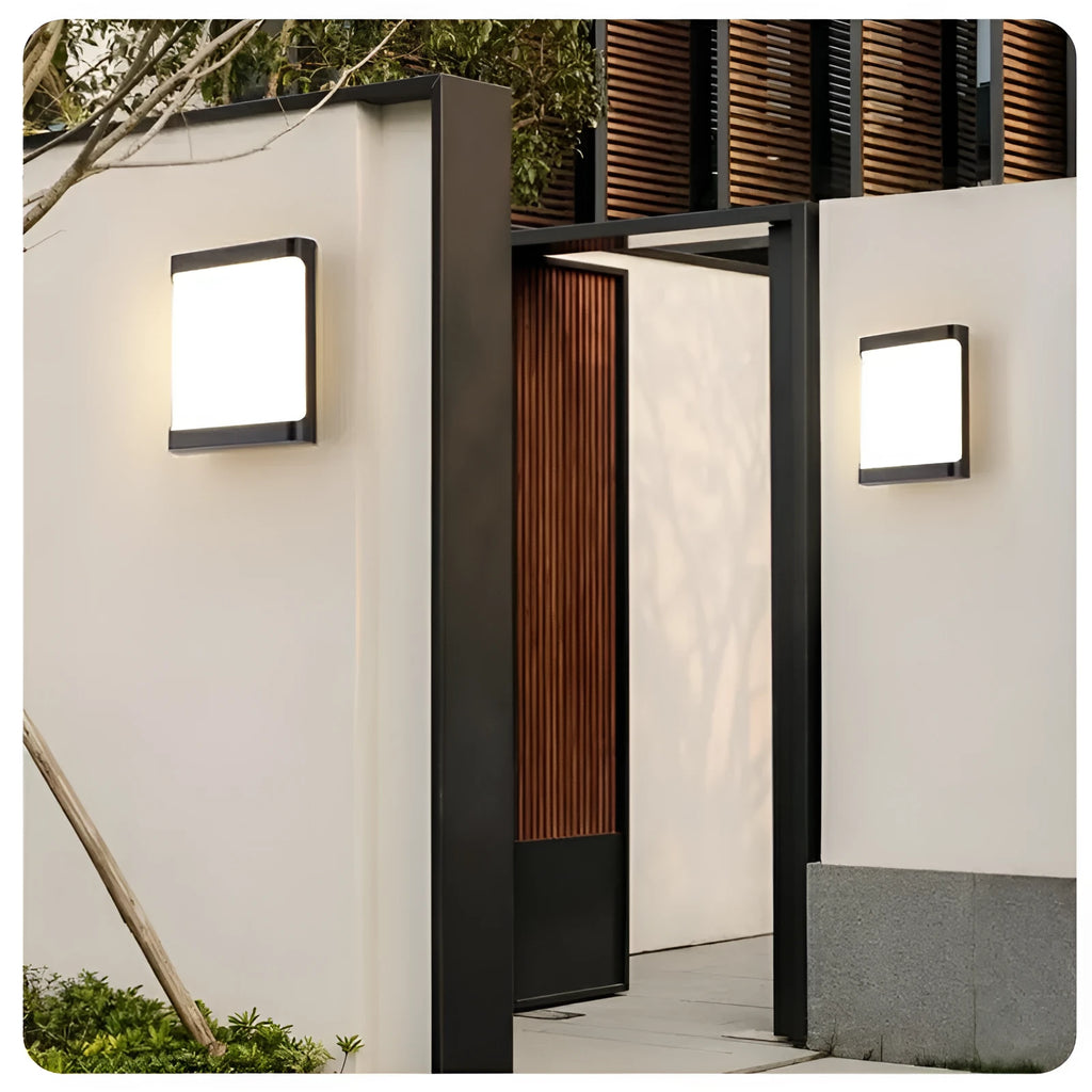 IP65 waterproof LED wall light aluminium housing 12W 90 lumens 3000K warm white outdoor porch light