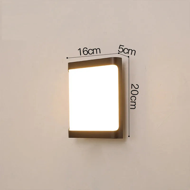 IP65 waterproof LED wall light aluminium housing 12W 90 lumens 3000K warm white outdoor porch light