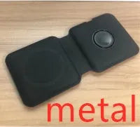 White foldable magnetic wireless charger showing dual charging surfaces and adjustable stand