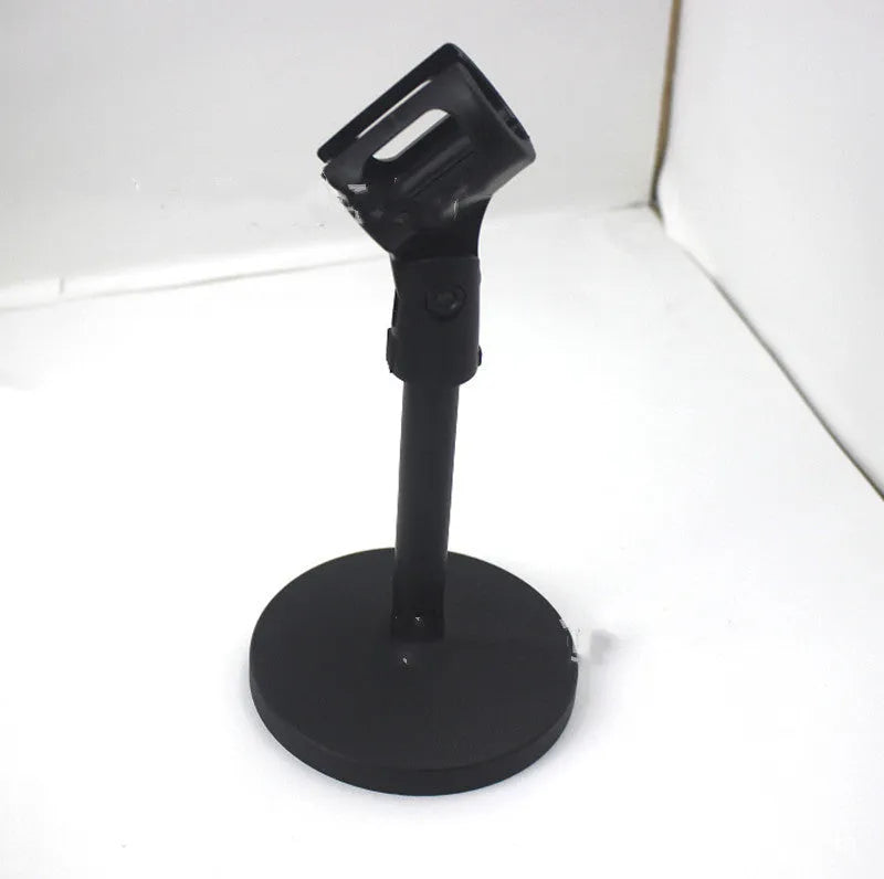 Black metal desktop microphone bracket with 22cm height and 10.5cm chassis