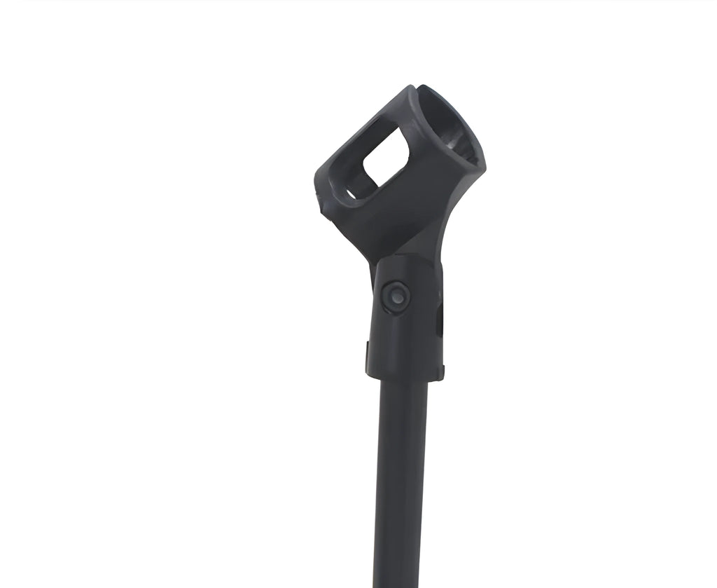 Black metal desktop microphone bracket with 22cm height and 10.5cm chassis