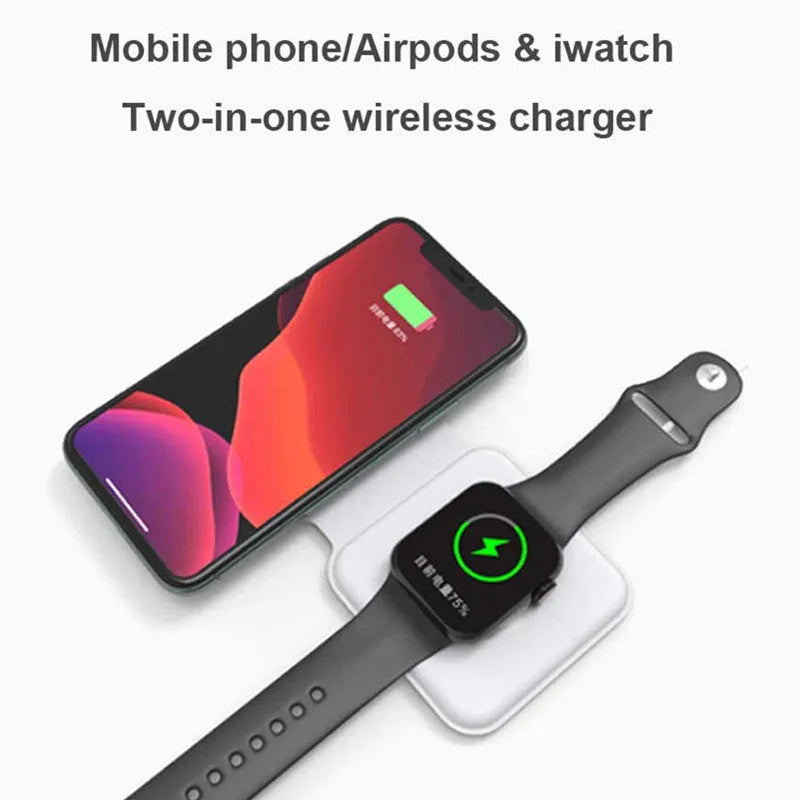 White foldable magnetic wireless charger showing dual charging surfaces and adjustable stand