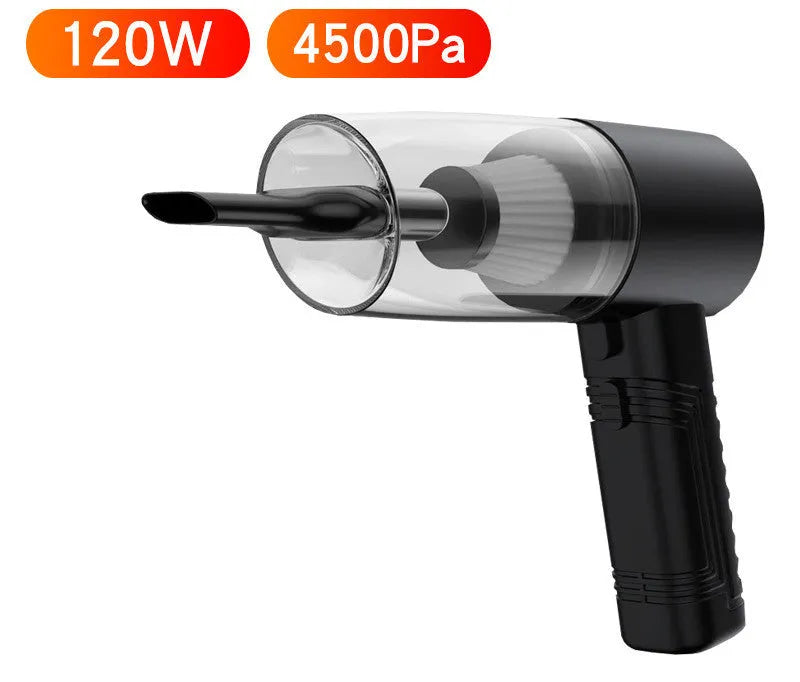 Car and home dual-purpose vacuum cleaner with accessory heads in black or white finish