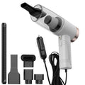 Car and home dual-purpose vacuum cleaner with accessory heads in black or white finish