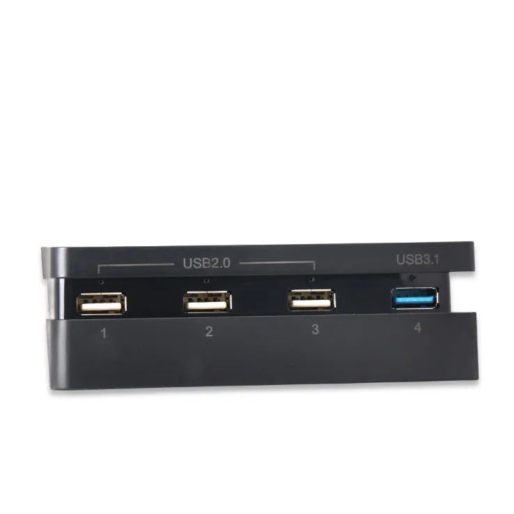 Black PS4 Slim USB extender hub supporting USB 2.0 and 3.0 interfaces