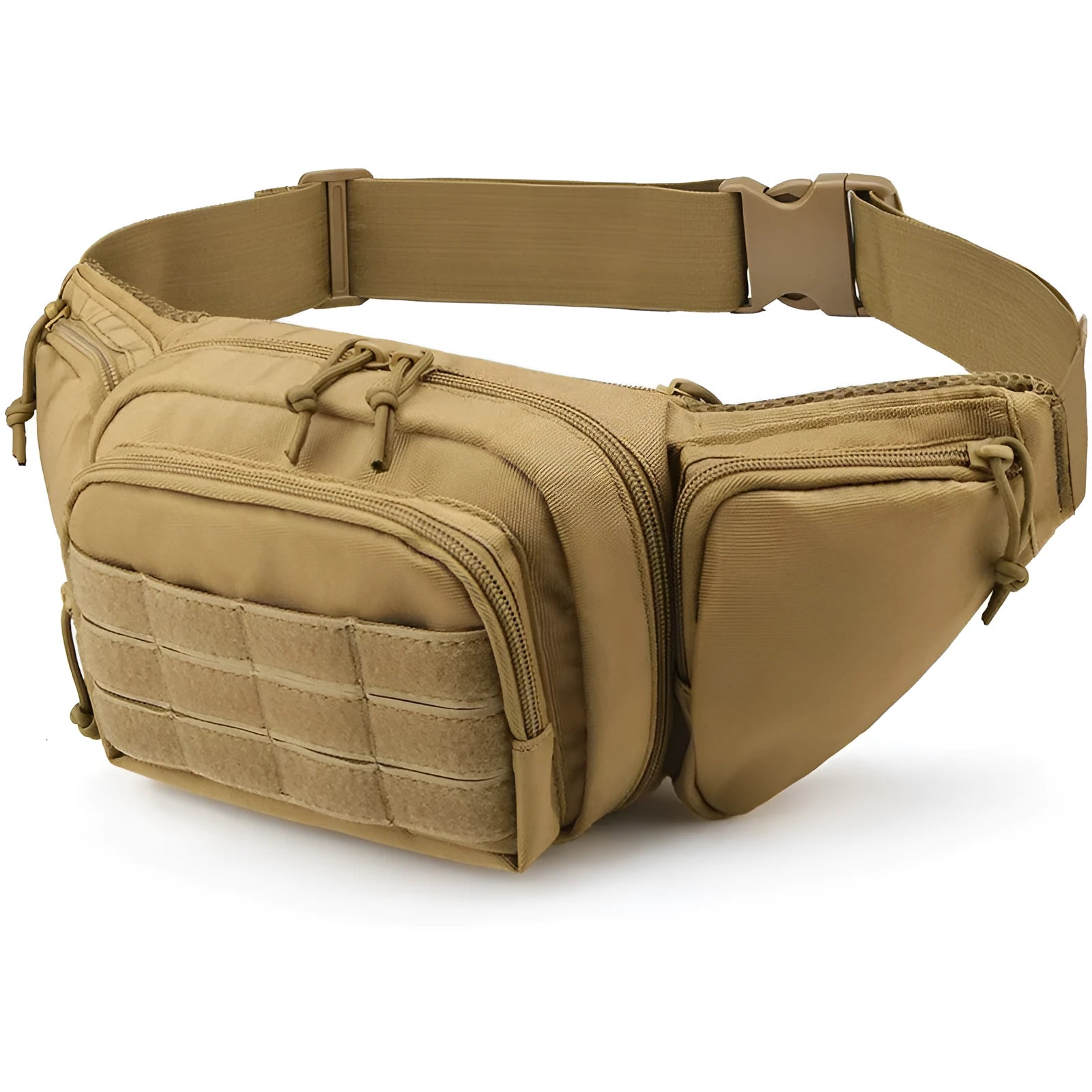Men's tactical multifunctional waist bag in black and khaki colours for outdoor storage