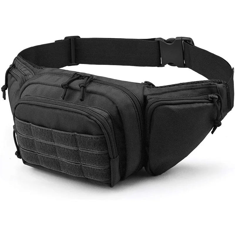 Men's tactical multifunctional waist bag in black and khaki colours for outdoor storage