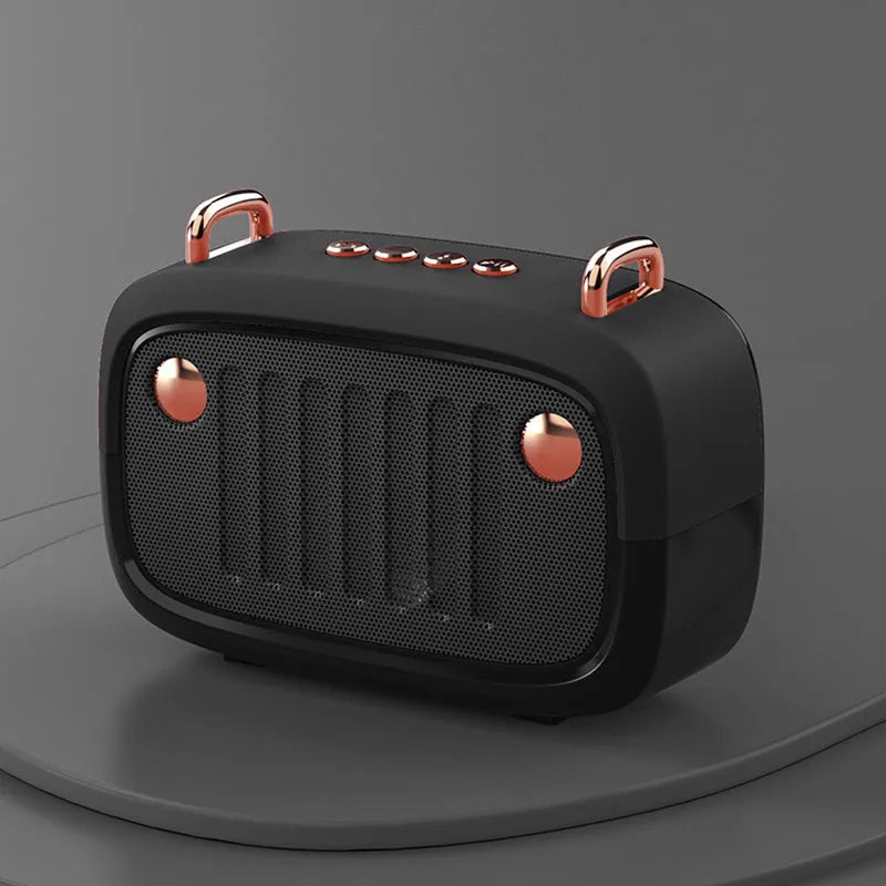 Wireless Bluetooth speaker cartoon subwoofer portable mini in black, USB interface, compact size 138x50x86mm