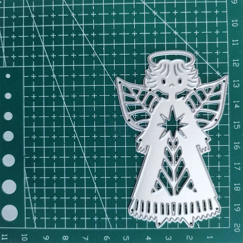 Angel knife mold carbon steel embossing greeting card decoration white character design 8x6 cm