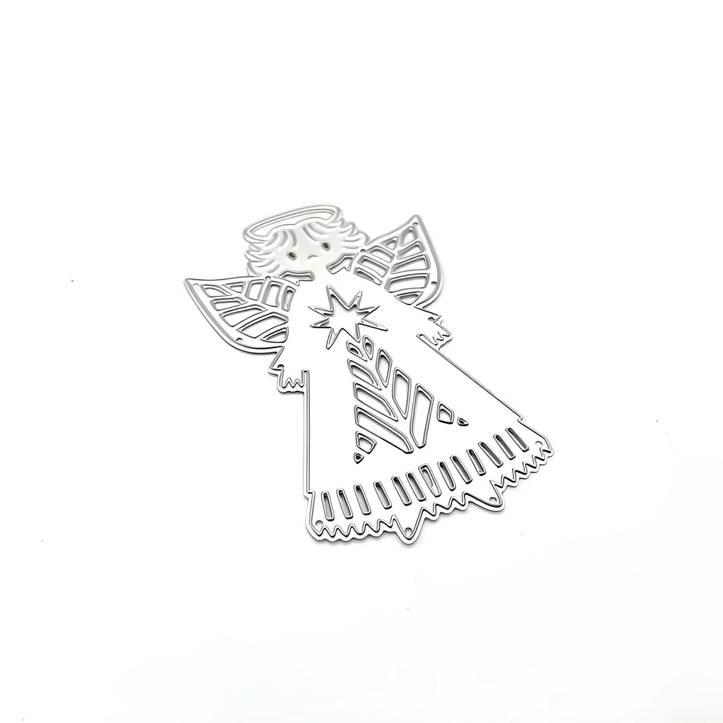 Angel knife mold carbon steel embossing greeting card decoration white character design 8x6 cm
