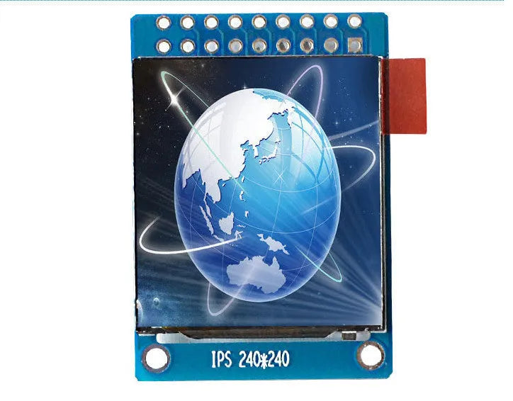 1.3 inch square IPS LCD colour display module with 240x240 resolution on a green PCB