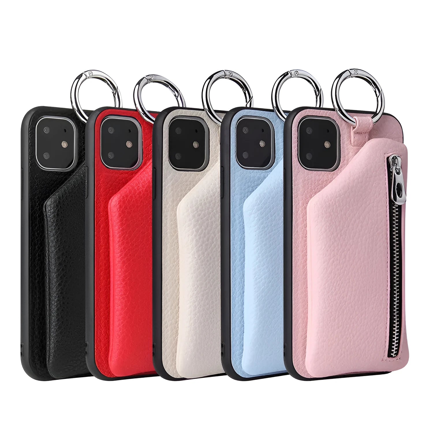 Imitation leather crossbody lanyard phone case with integrated coin purse wallet in various colours