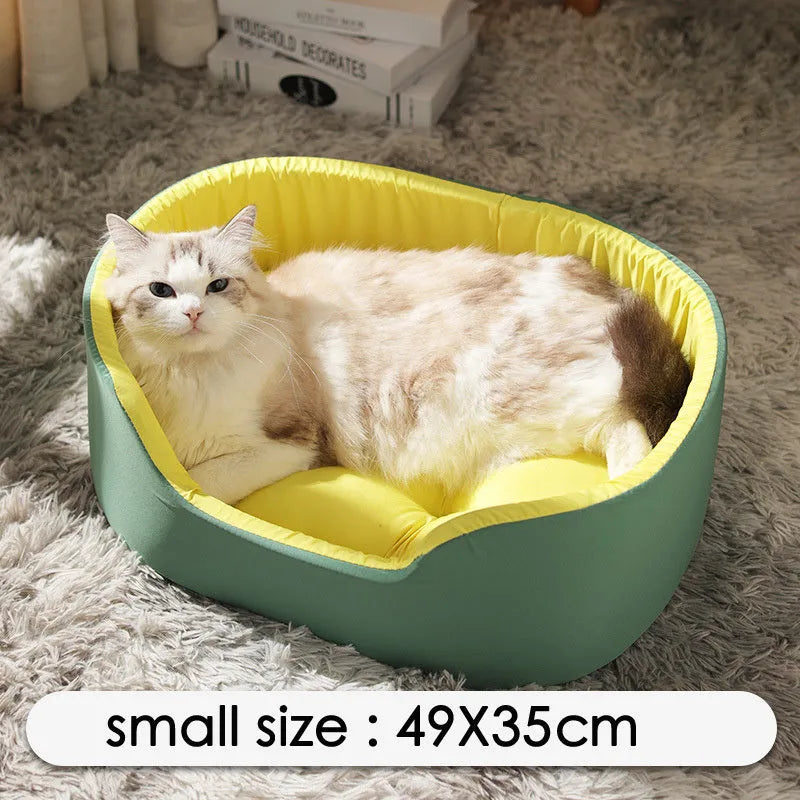 Green washable cloth pet kennel for a cat or small dog, shown in medium size.