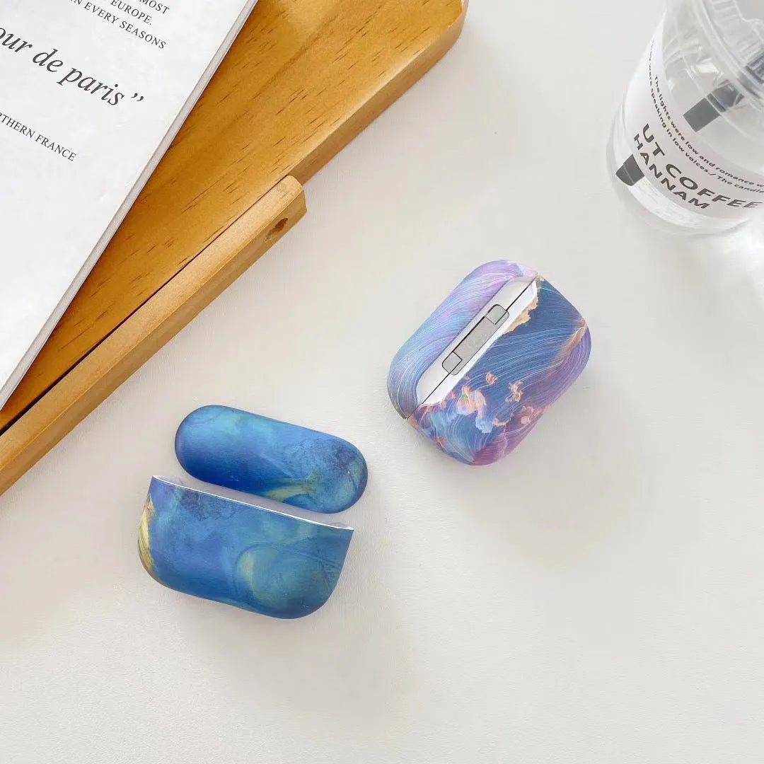 AirPods hard protective case with watercolour design compatible with AirPods 1, 2, and Pro models