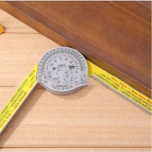 Cross-border horizontal angle ruler made of yellow and white hardened plastic with laser engraving scales
