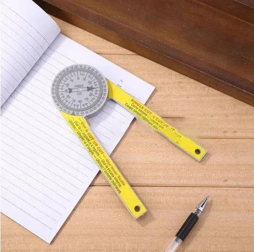 Cross-border horizontal angle ruler made of yellow and white hardened plastic with laser engraving scales
