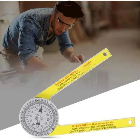 Cross-border horizontal angle ruler made of yellow and white hardened plastic with laser engraving scales