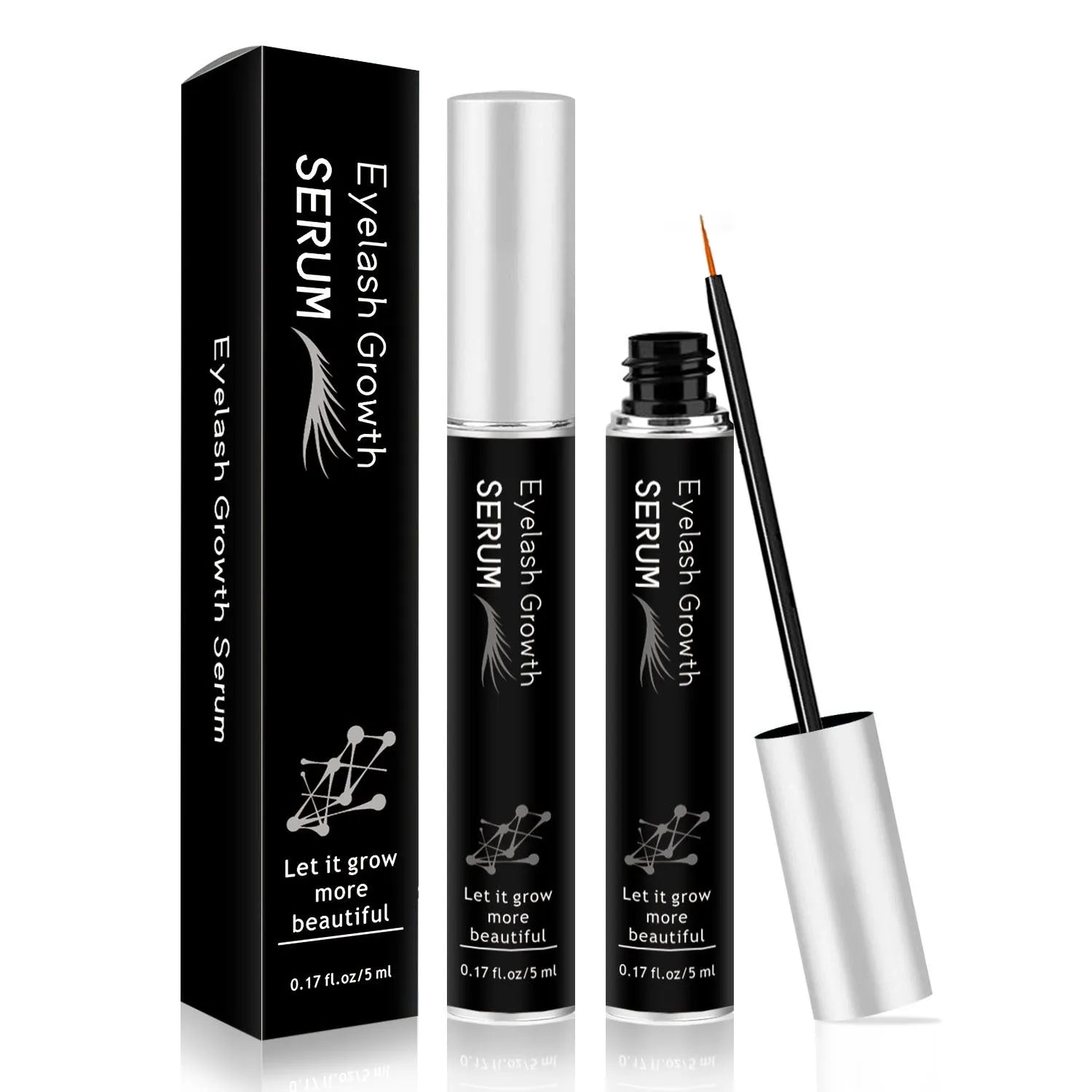 Clear eyebrow mascara tube with 5ml for thick curly brows, available in black and blue options