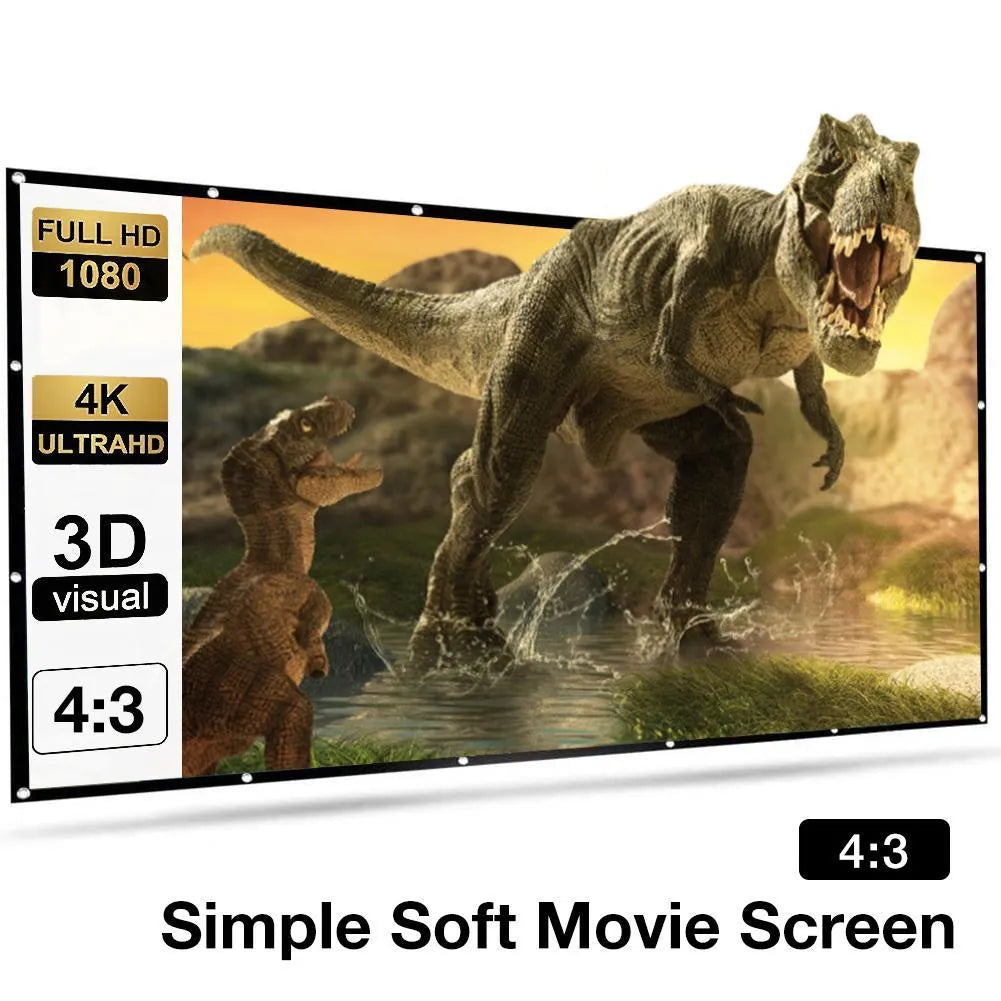 150-inch white polyester folding projection screen with 4:3 aspect ratio