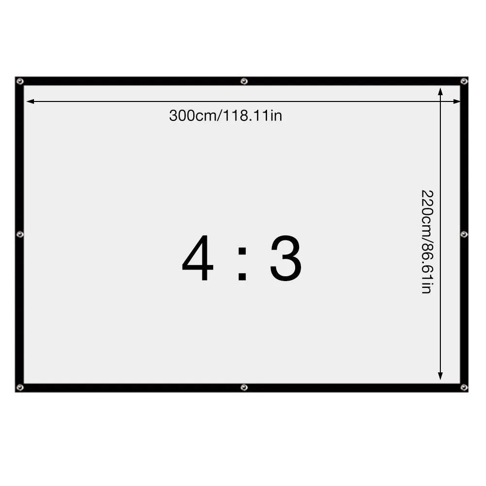 150-inch white polyester folding projection screen with 4:3 aspect ratio