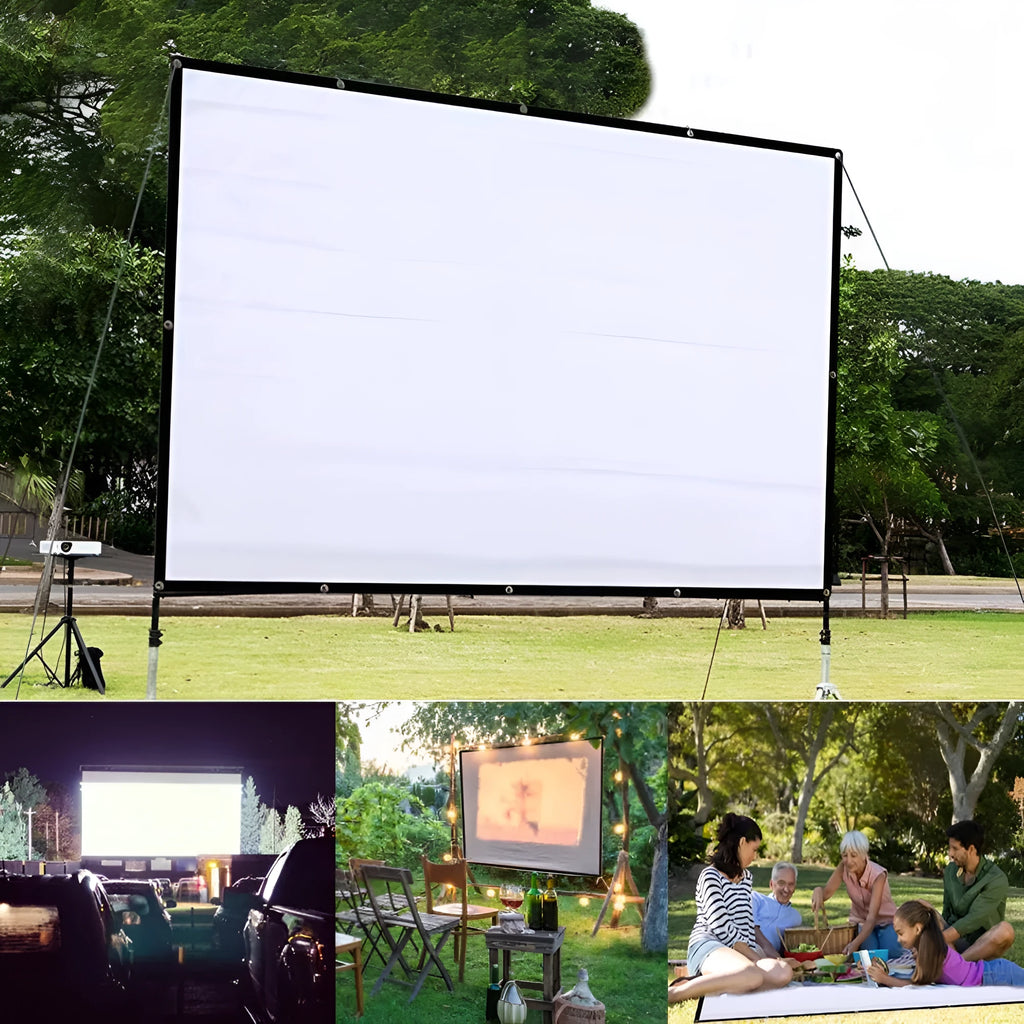 150-inch white polyester folding projection screen with 4:3 aspect ratio