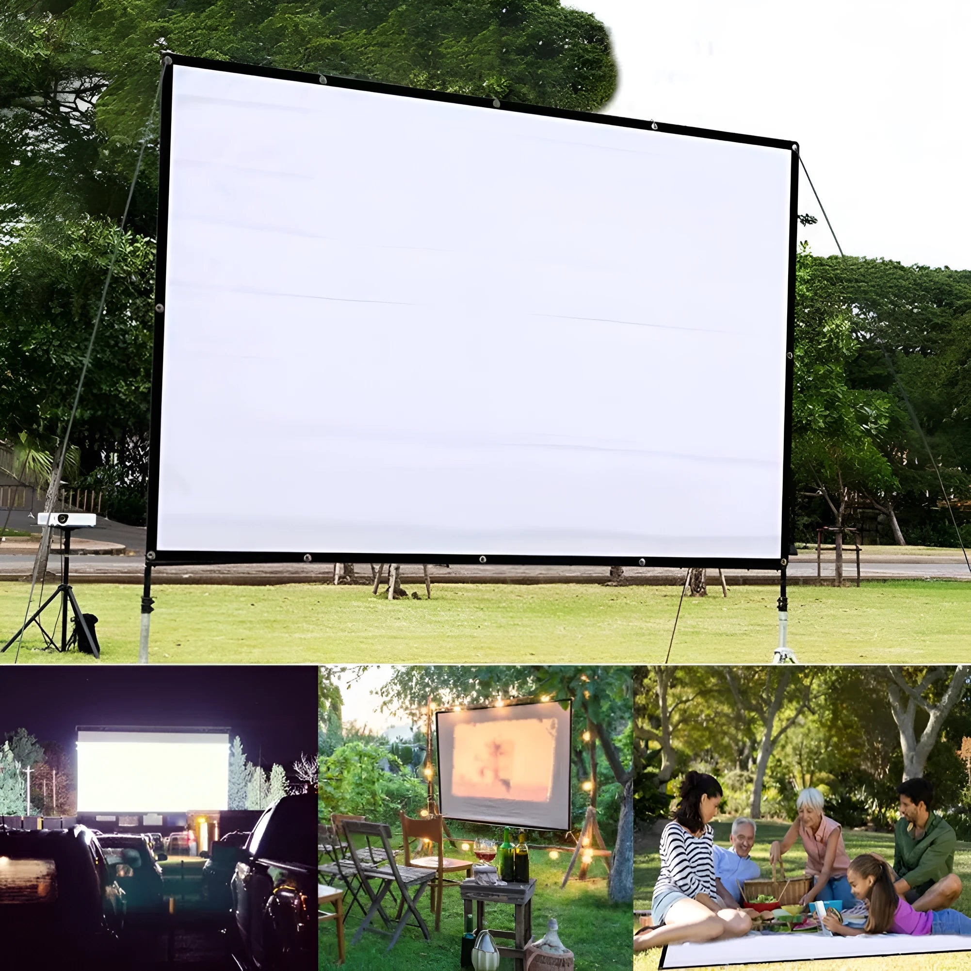 150-inch white polyester folding projection screen with 4:3 aspect ratio
