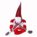 Red flannel pet Christmas riding transformation costume with Velcro fastening on a dog