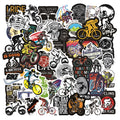Pack of 50 bicycle-themed doodle stickers for decorating notebooks, skateboards, and cases.