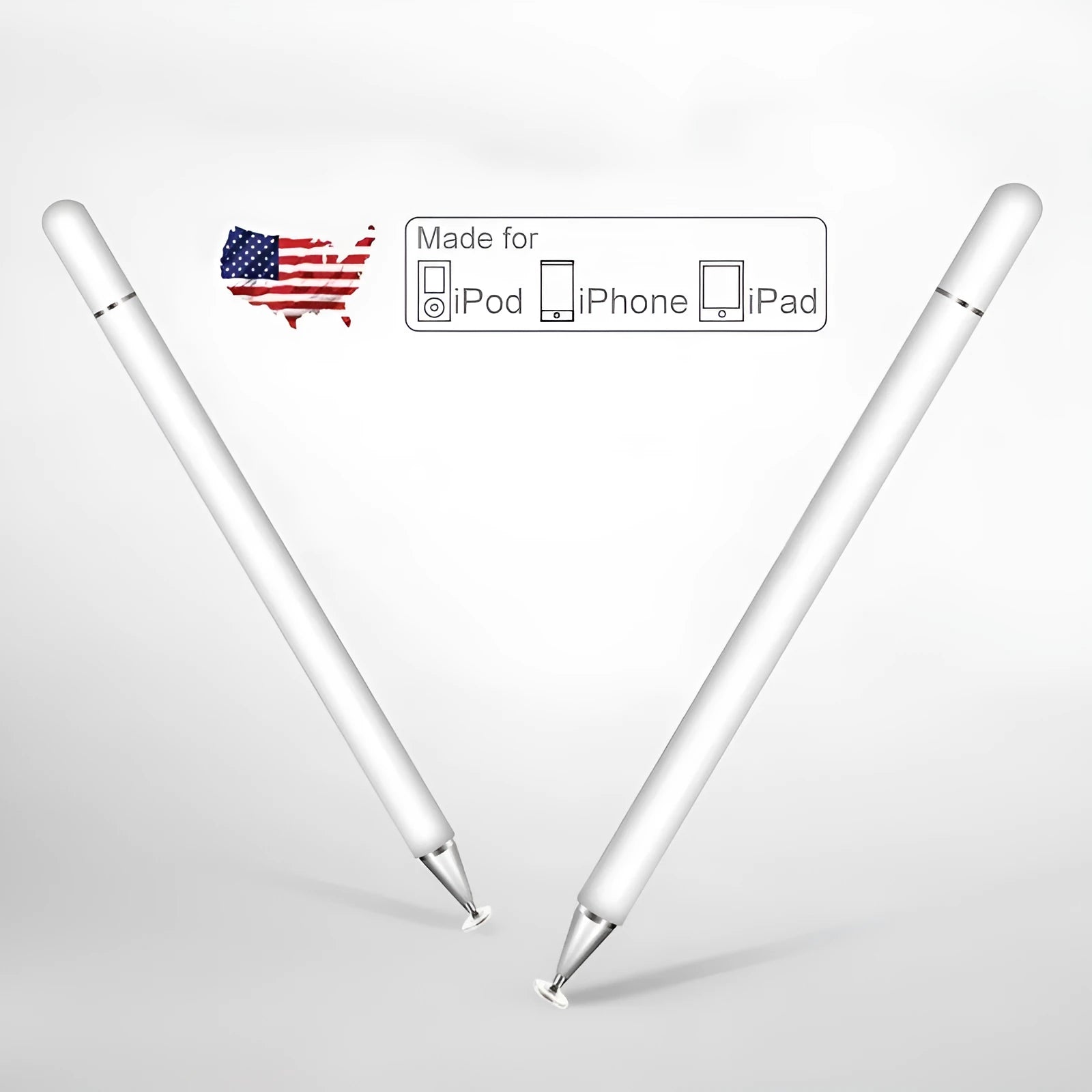 Capacitive stylus pen with transparent disc tip and magnetic cap in black colour