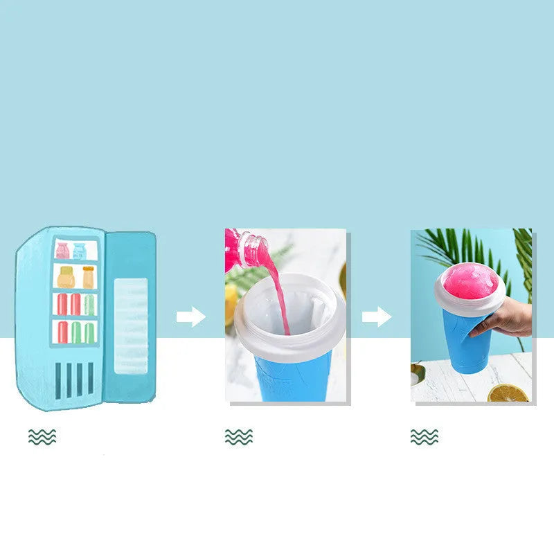 Smoothie cup with quick freezing technology in new mint green, 21cm tall, with lid and straw spoon