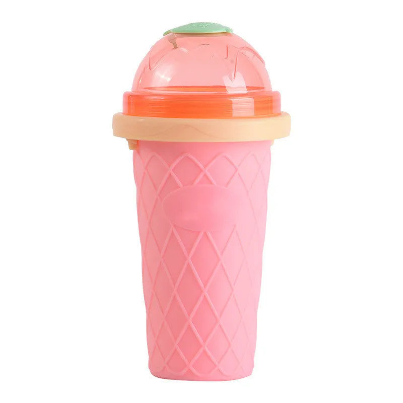 Smoothie cup with quick freezing technology in new mint green, 21cm tall, with lid and straw spoon