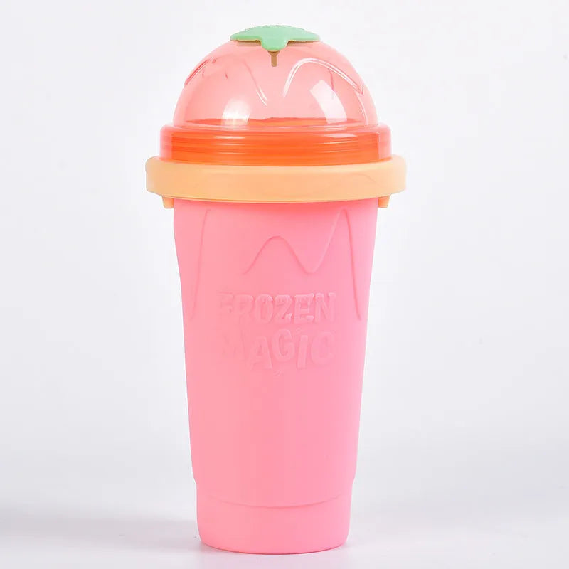 Smoothie cup with quick freezing technology in new mint green, 21cm tall, with lid and straw spoon