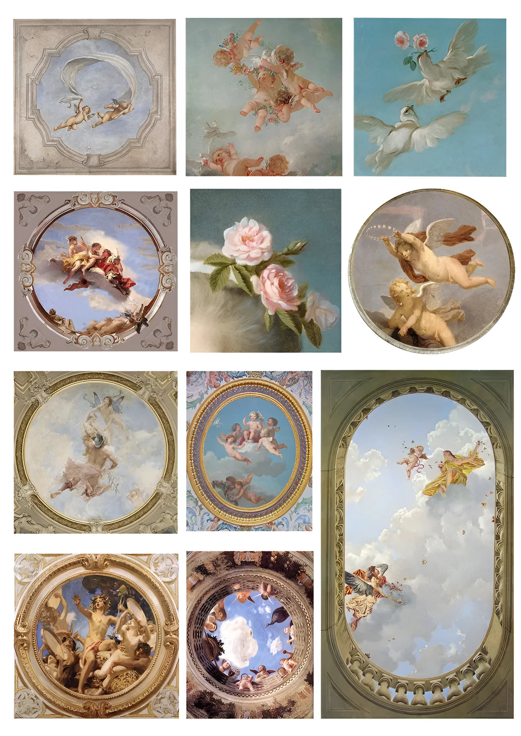 European angel mural hand account sticker set photo colour 11 sheets 4-9 cm on white background