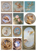European angel mural hand account sticker set photo colour 11 sheets 4-9 cm on white background