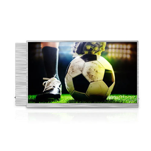 15-inch black portable monitor with HDMI and USB-C ports on a table next to cables.