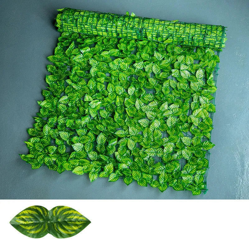 Plastic green radish leaf artificial fence net in 0.5m x 1m size with colour-printed leaf style for balcony garden decoration