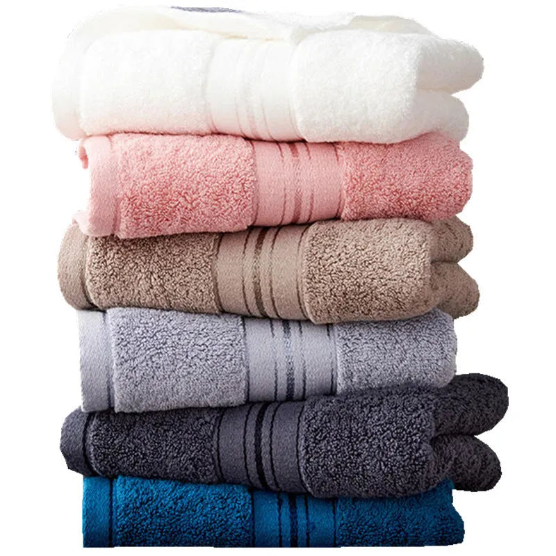 Pure colour thick cotton bath towel set in six colours including white pink light gray light brown blue dark gray