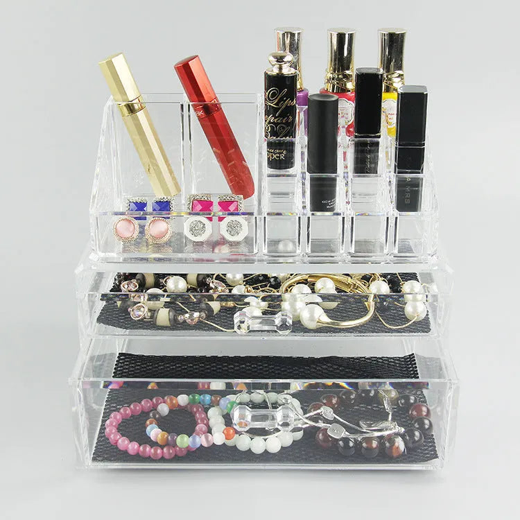 Transparent acrylic foldable storage box with 18-litre capacity for makeup organisation