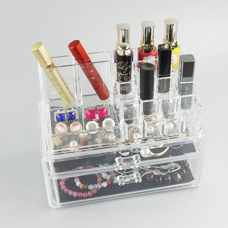 Transparent acrylic foldable storage box with 18-litre capacity for makeup organisation