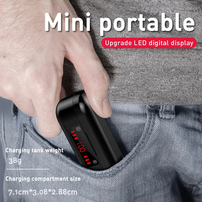 M7 binaural Bluetooth earbuds in black with digital display charging case