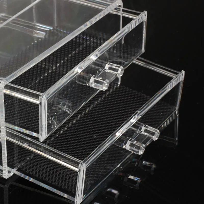 Transparent acrylic foldable storage box with 18-litre capacity for makeup organisation