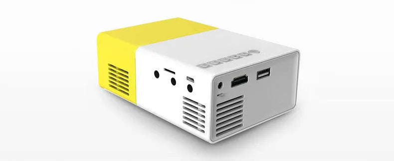 HD 1080P mini front projection digital projector in black with compact dimensions
