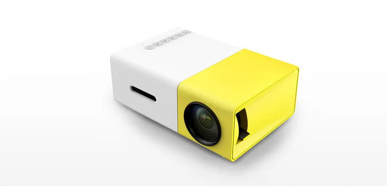 HD 1080P mini front projection digital projector in black with compact dimensions