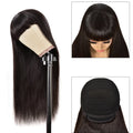 Real human hair Qi bangs wig in black, mechanism construction, star fashion style