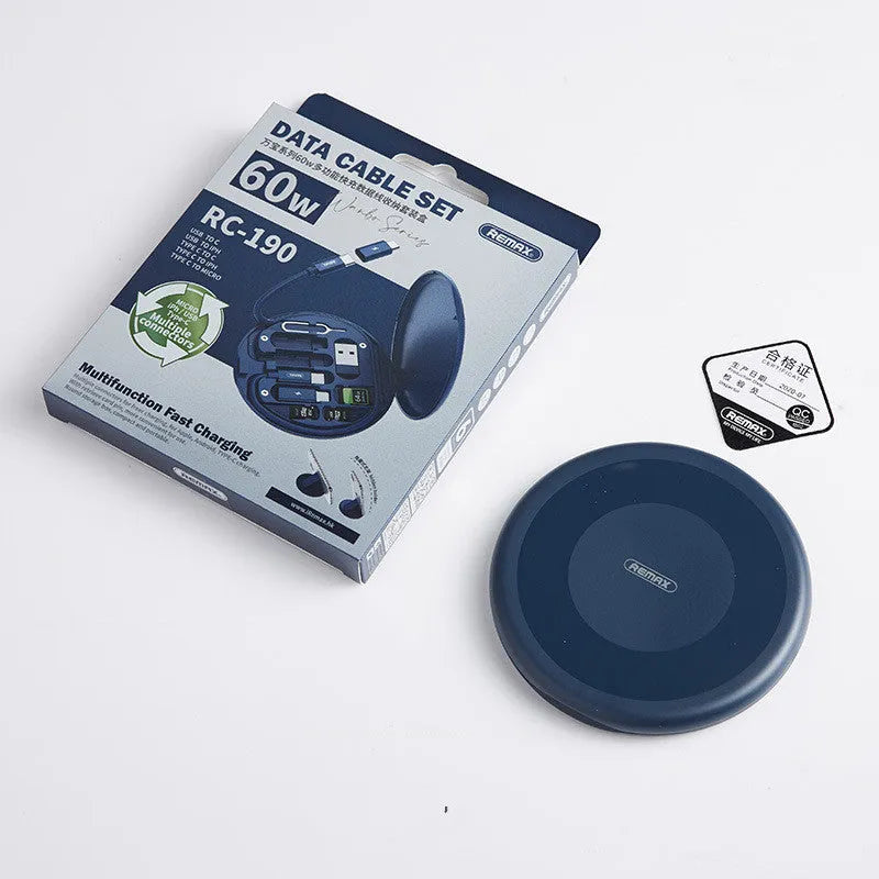 Ruiliang Wanbao storage box data cable with 60W fast charge, white and blue colour options, 29cm length