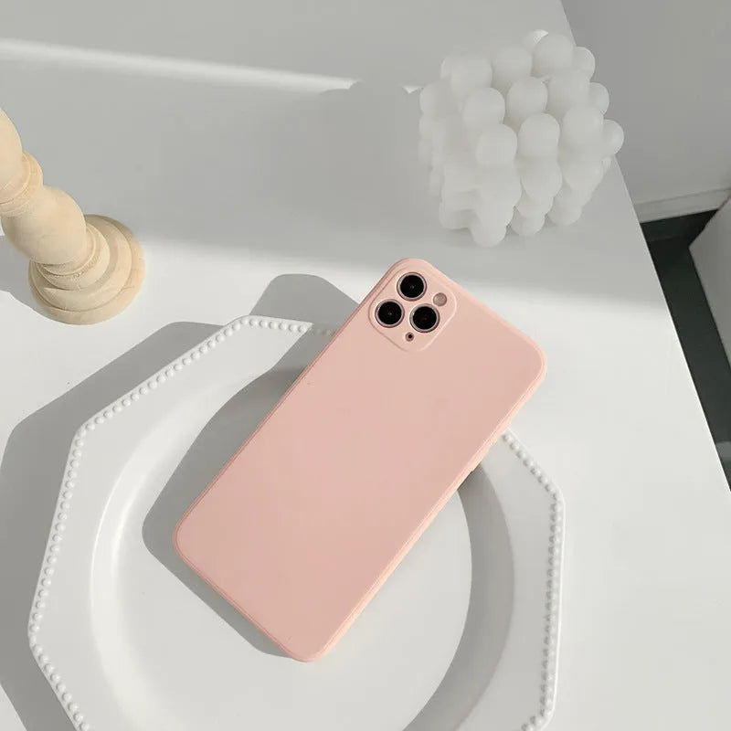 Simple solid colour VTPU phone case for Apple iPhone in straight edge powder finish