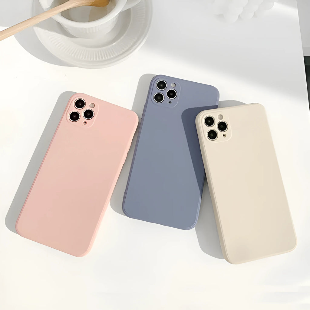 Simple solid colour VTPU phone case for Apple iPhone in straight edge powder finish