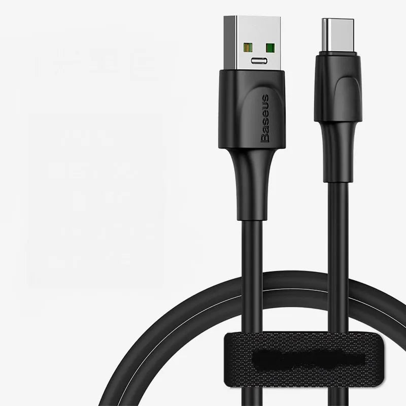 Baseus Android Micro USB data charging cable in black, 1 metre length, with 5A fast charge support