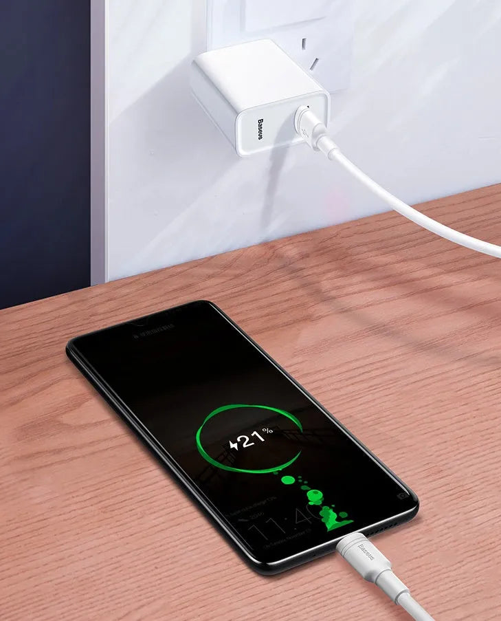 Baseus Android Micro USB data charging cable in black, 1 metre length, with 5A fast charge support