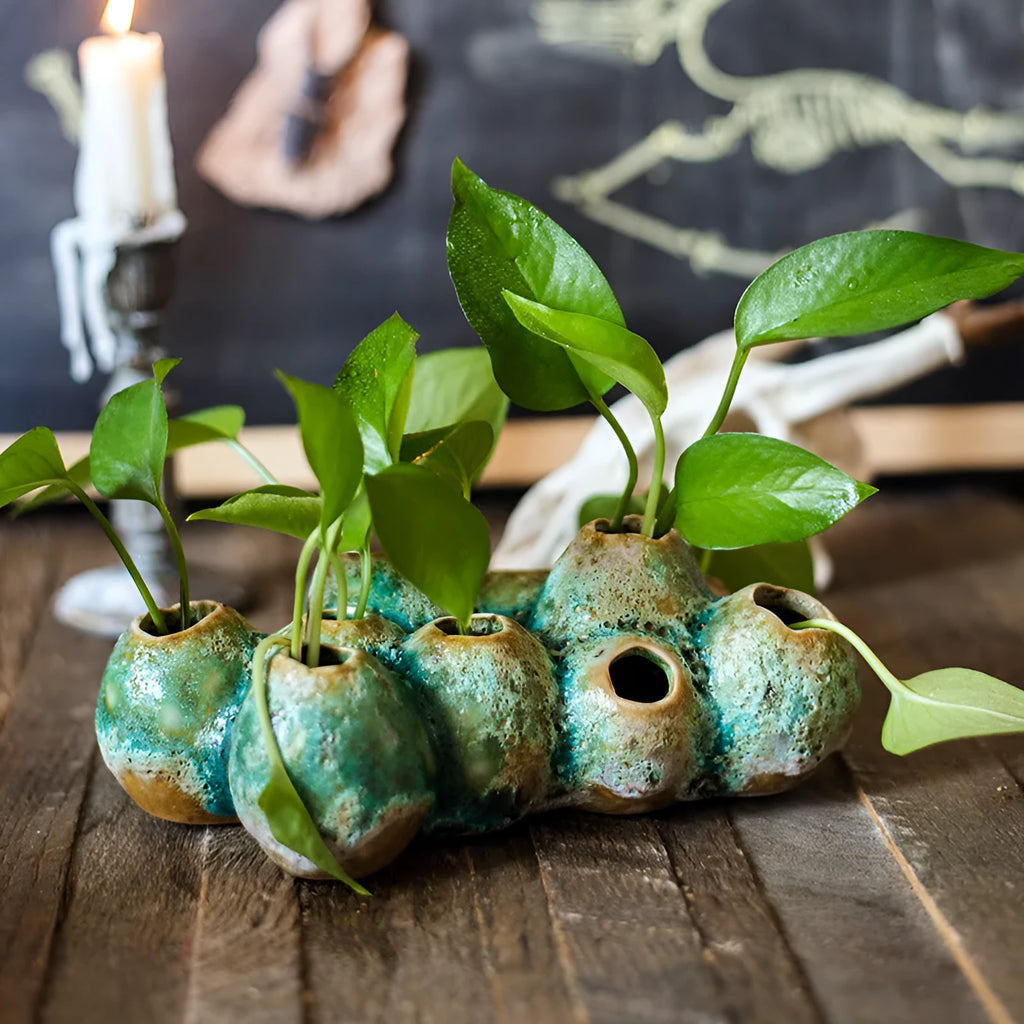 Ceramic Barnacle Vase with porous surface medium New Chinese style decorative flower pot